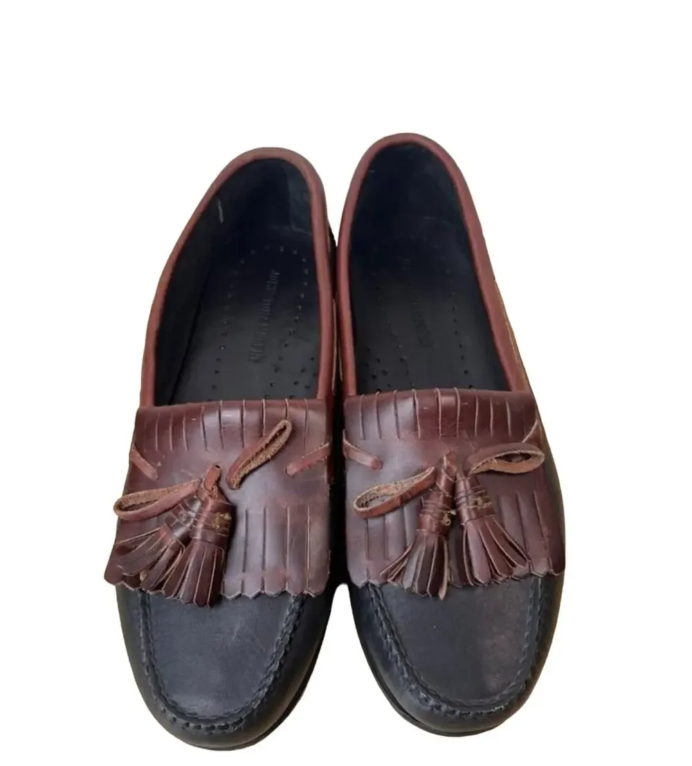 Johnston & Murphy Shoes Men 10 Leather Tassel Loafers Dress Shoe Two Tone